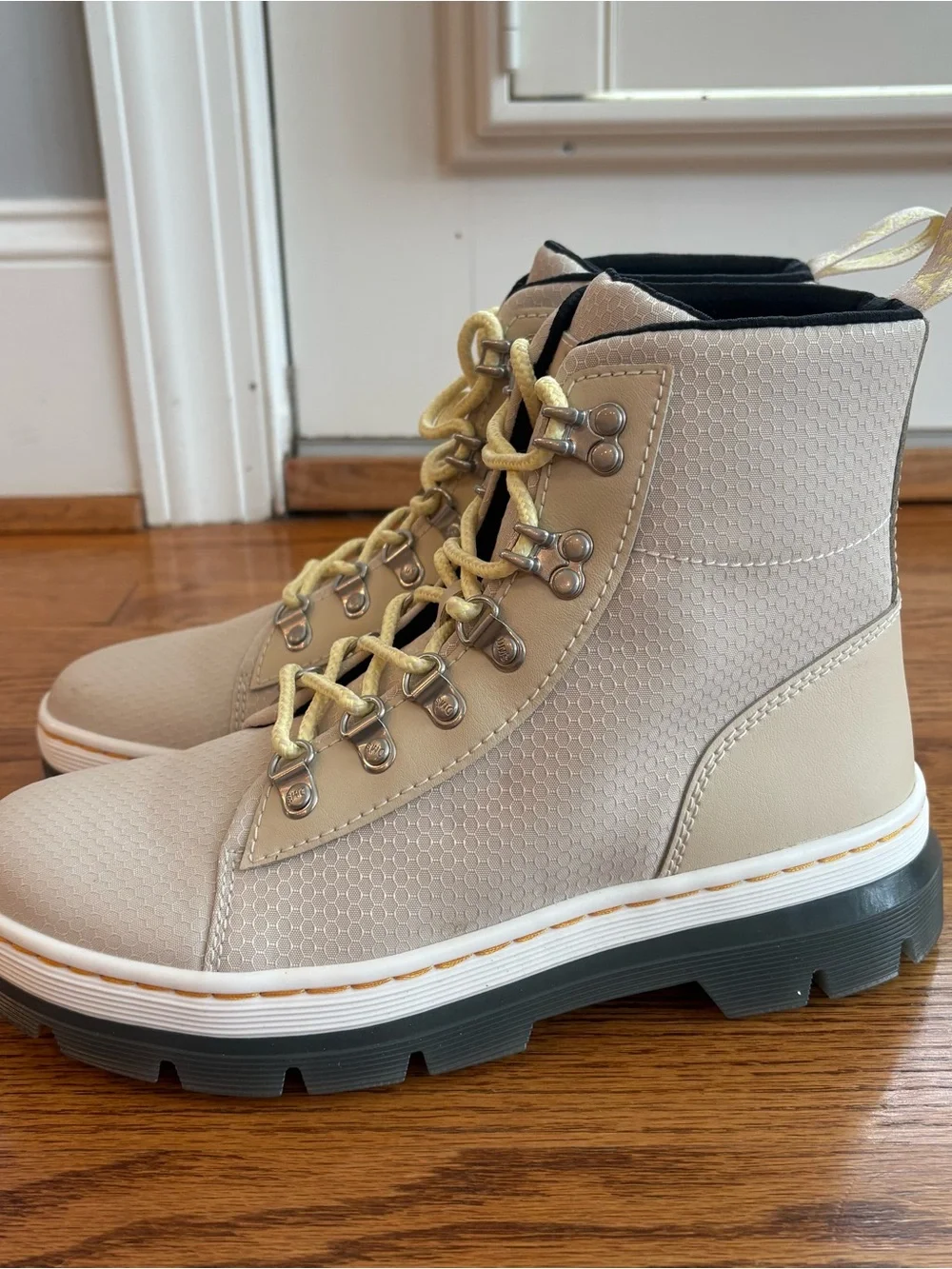 Dr. Martens Beige Lace-Up Lug Sole Boots